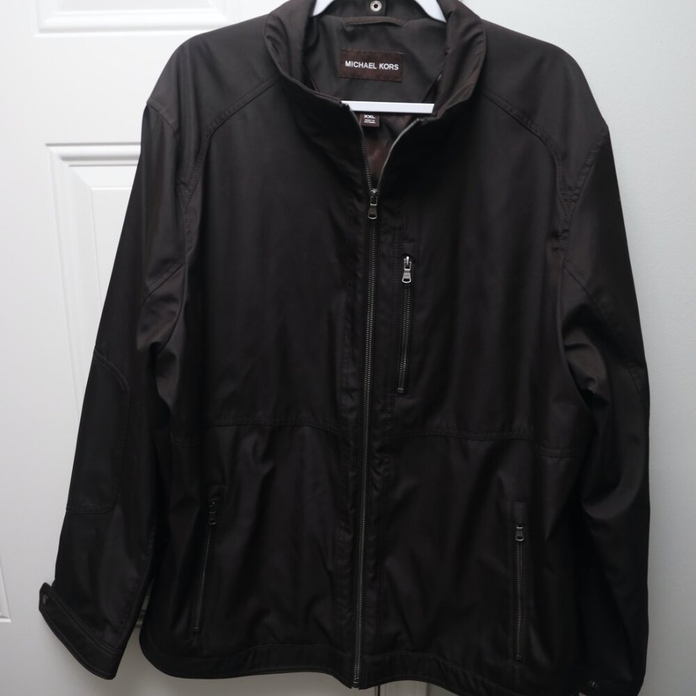 Michael Kors Mens Brown Pockets Long Sleeve Full Zip Windbreaker Jacket Size XXL
